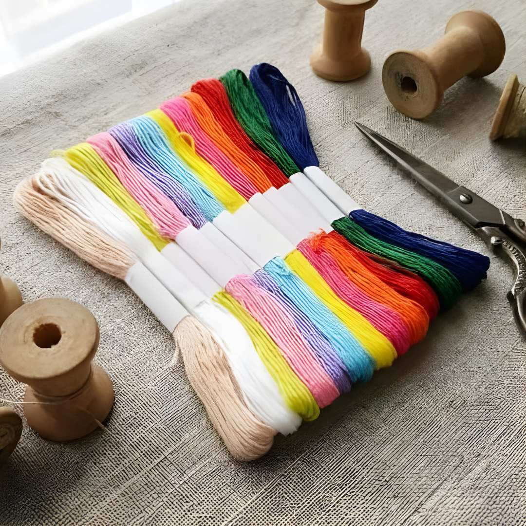 Threads Soft Cotton Mix Colours l 8 Meters each l  Pack of 1 contains 12 threads - Image 5