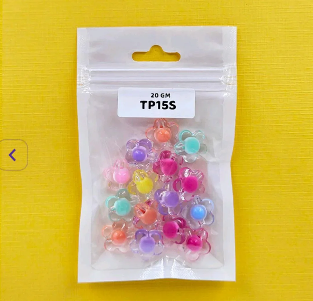 Colorful Flower Cap Craft Beads (20gm) pack of 1 - Image 3