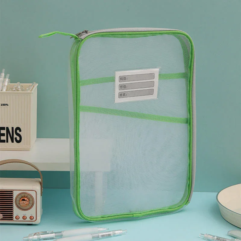 Transparent Mesh Folder Bag | Large Pastel Document Pouch - Image 5