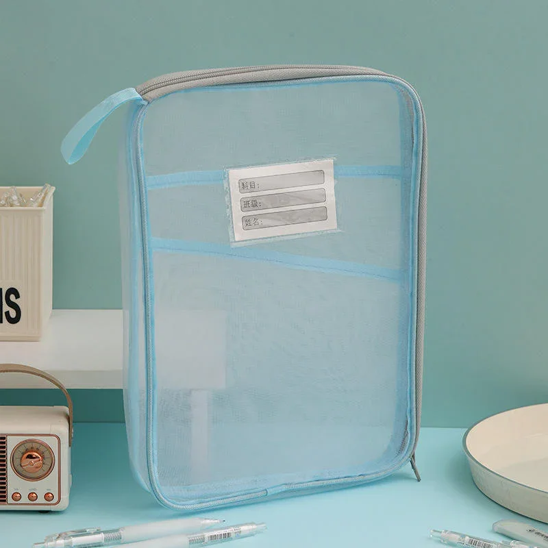 Transparent Mesh Folder Bag | Large Pastel Document Pouch - Image 6