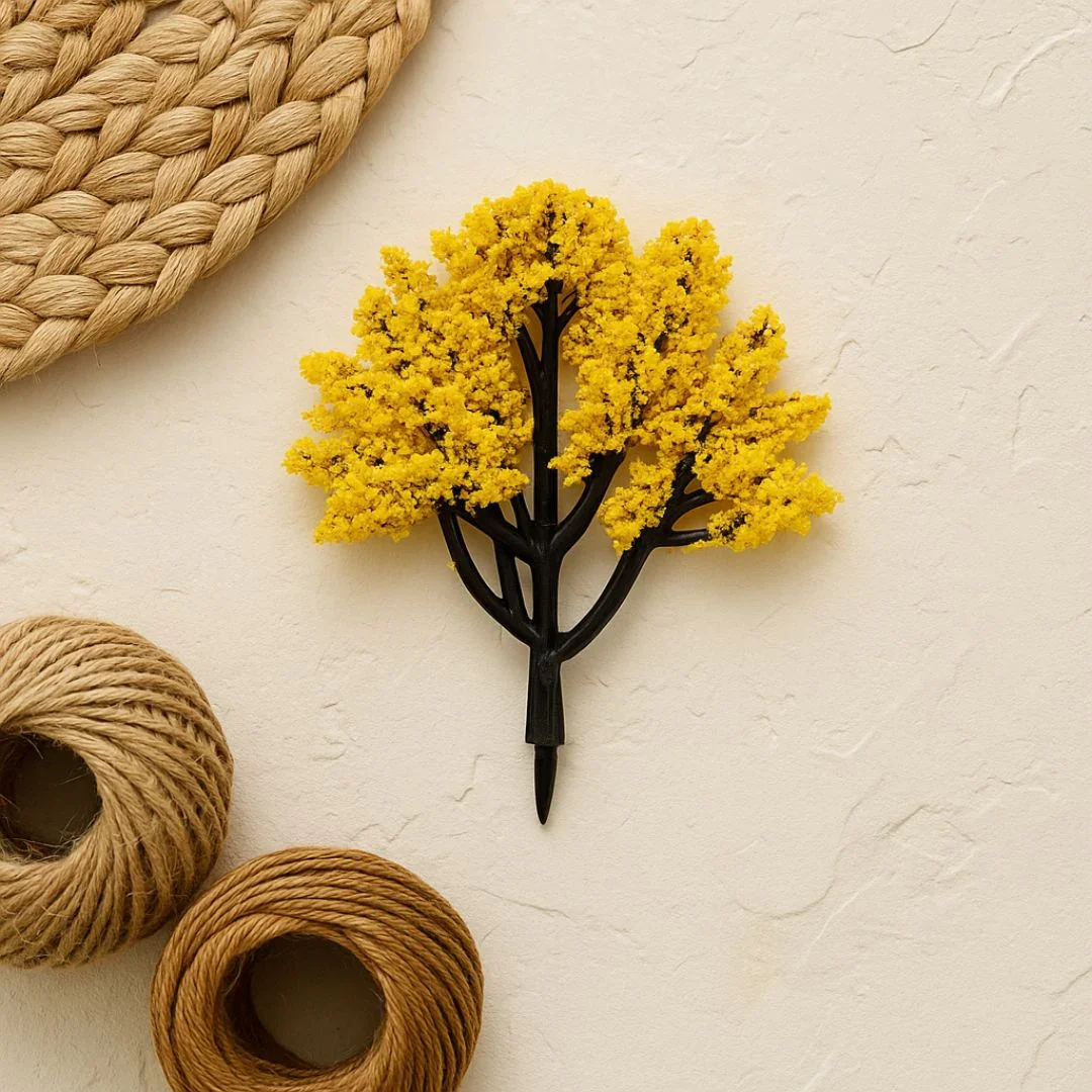 Miniature Yellow Floral Trees (2pcs) Pack of 1 - Image 2