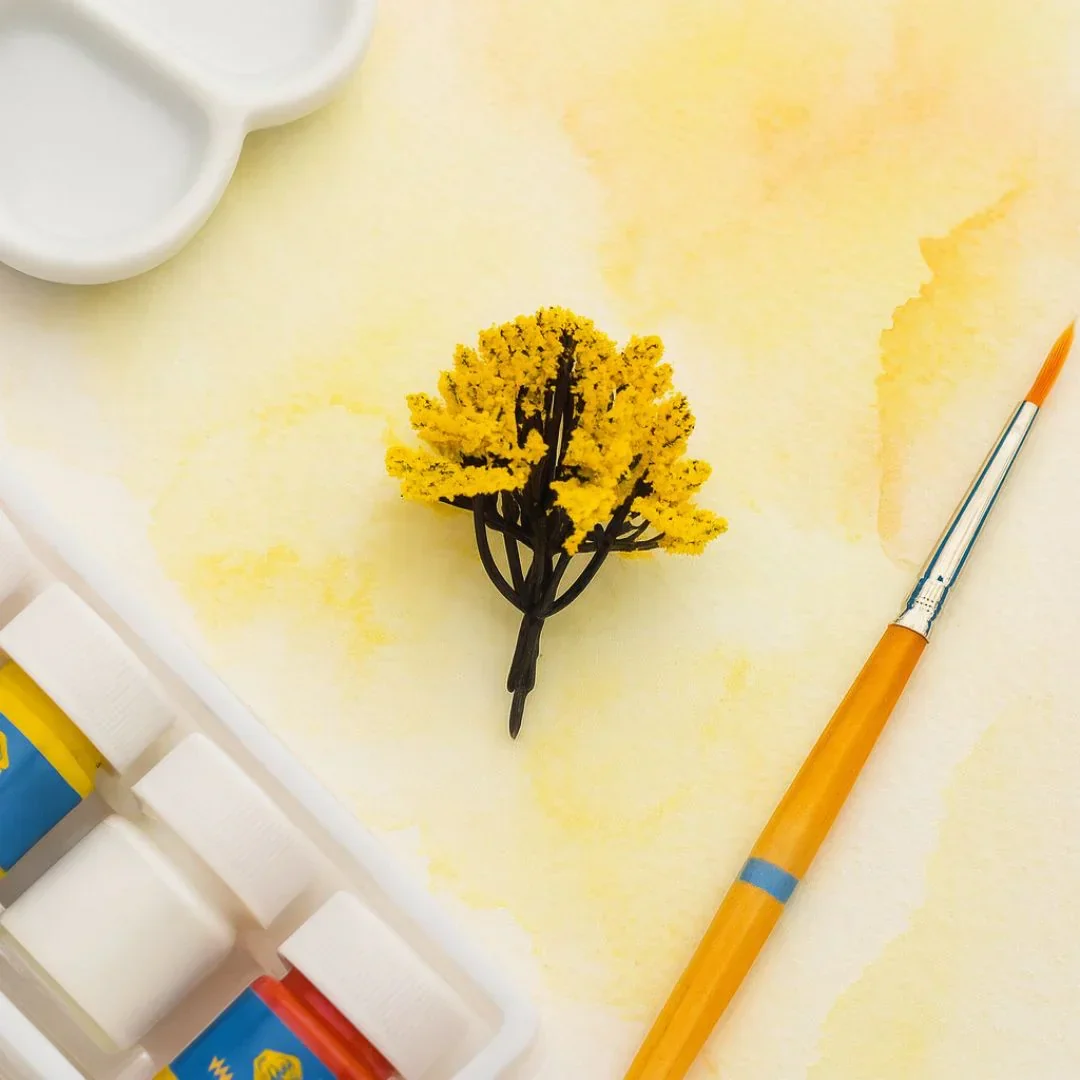 Miniature Yellow Floral Trees (2pcs) Pack of 1 - Image 4
