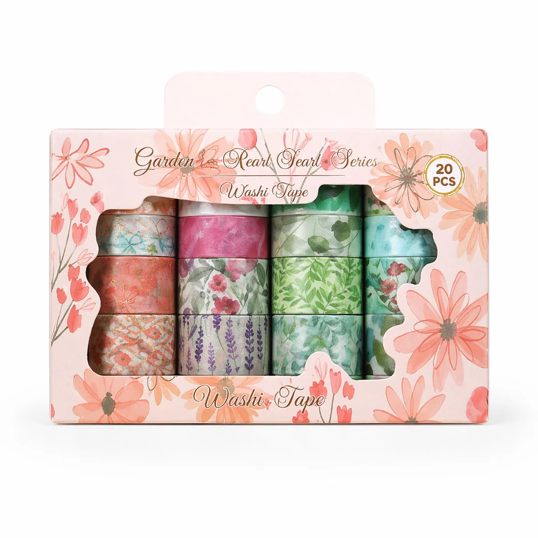 Assorted Washi Tape Bundle – Floral, Vintage & Art Designs (20PCS) | Pack of 1