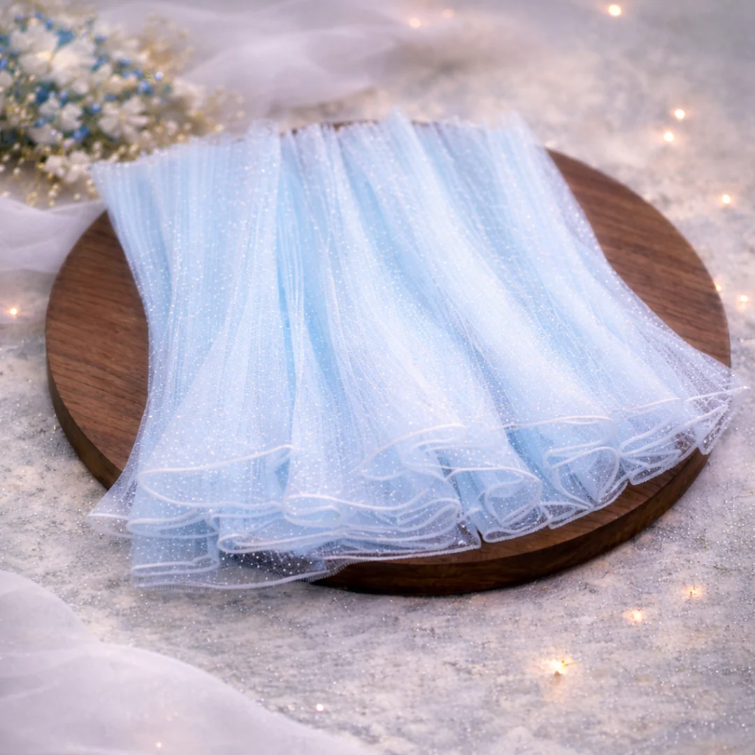 Premium Sky Blue Wrapping Paper Net Wrinkled with Snow 64 cm long  | Gift Wrappers | Premium 2026 Edition - Image 2
