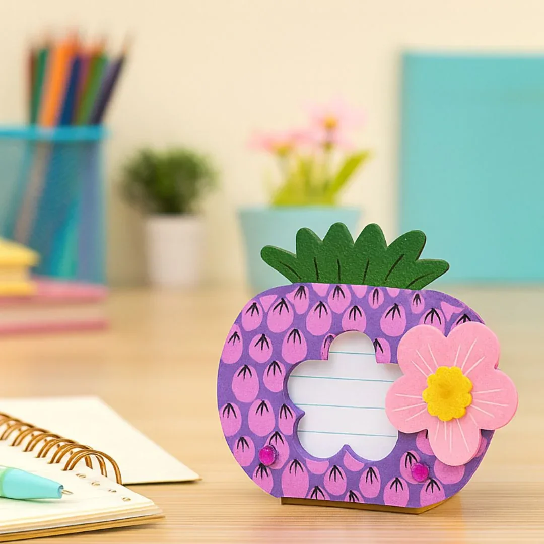 Pineapple Wooden Clip with Pen Holder | Colorful Desk Accessory - Image 3