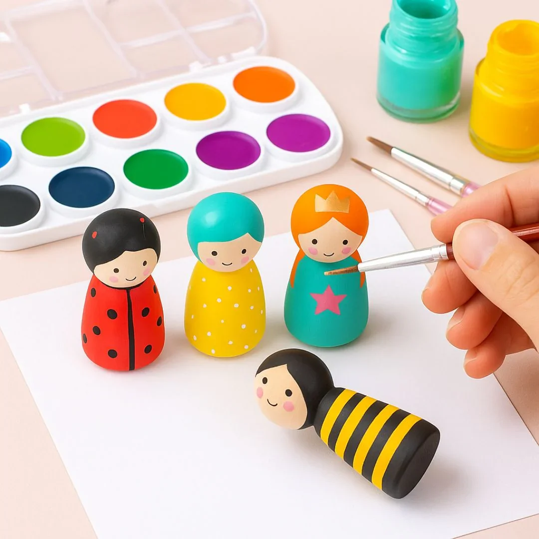 Wooden Doll Raja & Rani 4Pcs WD43MM - Image 4
