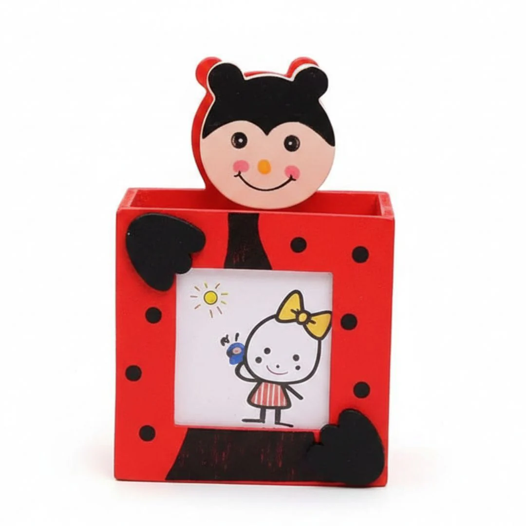 Cute Cartoon Wooden Pen Stand with Clip (1pcs) pack of 1 - Image 3