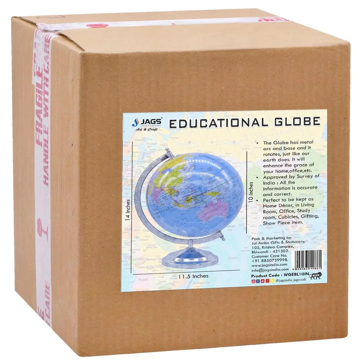 World Globe Educational Blue Silver Base 10 Inch - Image 4