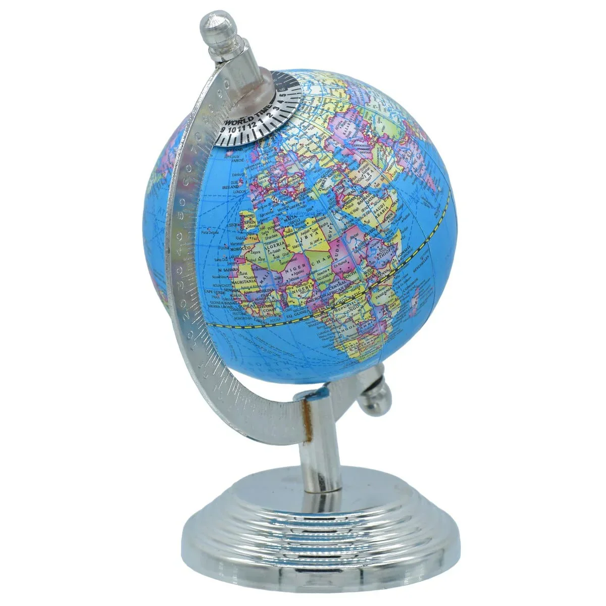 World Globe Educational Blue Silver Base 3 Inch - Image 2