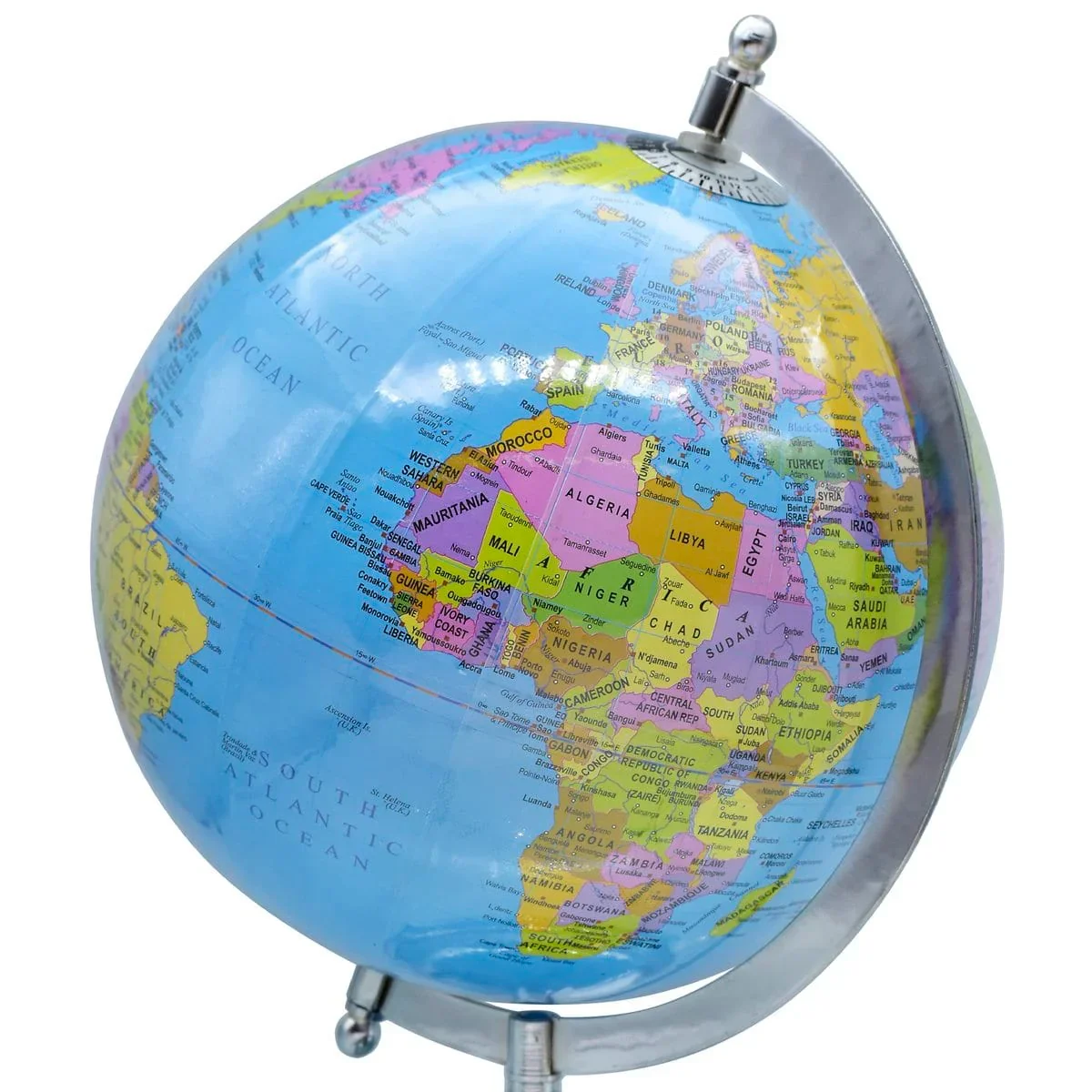 World Globe Educational Blue Silver Base 8 Inch - Image 2