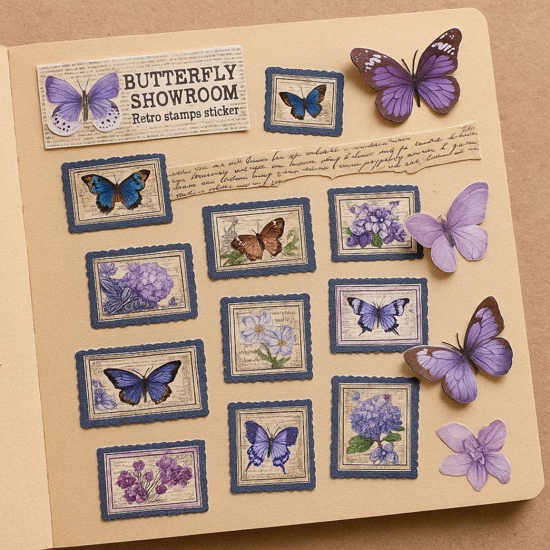 Butterfly Showroom Retro Stamp Sticker | 2 Sheets (Code XCF7-8) - Image 3