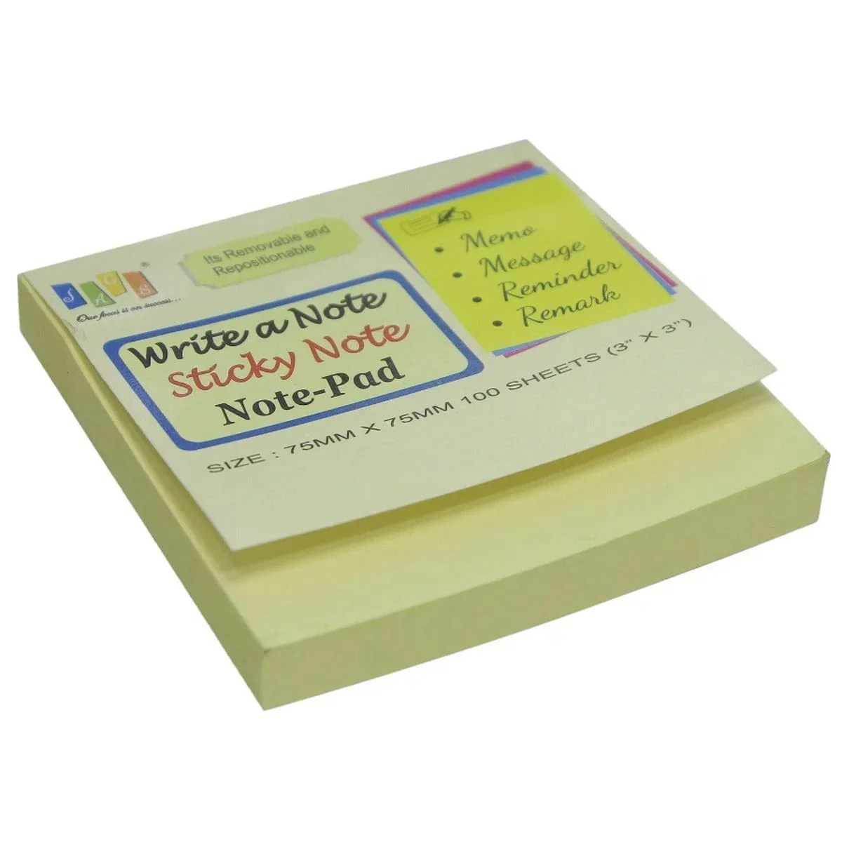 Yellow Sticky Note Pad 100Sheets (76mmX76mm) - Image 2