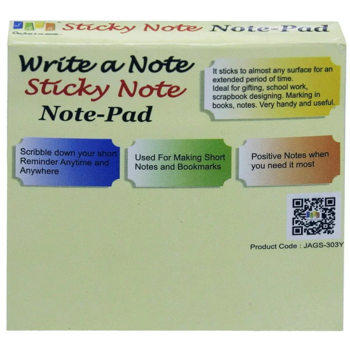Yellow Sticky Note Pad 100Sheets (76mmX76mm) - Image 4